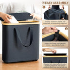 30L Toilet Paper Storage Basket with Lid & Handle, Bamboo Toilet Paper Organizer for Bathroom, Free Standing Toilet Paper Holder Stand for 12-16 Rolls, Bathroom Tissue Storage Bin