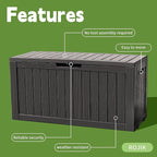 ROJIK Outdoor Storage Housing Deck Box - Waterproof Patio Furniture, Garden Tools, Cushions, Pool Accessories Storage Bench with Lockable Lid and Side Handles (Black 76 Gal)