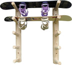 5-Place Wall-Mounted Skis/Snowboard Log Rack - Poles & Ski Wall Mount, Snowboards Wall Rack, Indoor & Outdoor Ski Holders for Walls, Hangers for Skis Indoor Storage - Unfinished