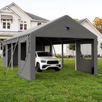 Carports Canopy Heavy Duty, Portable Garage with Sidewalls and Side Doors (13x25, Grey)