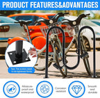 5 Bike Capacity Wave Bike Rack Commercial Bicycle Rack 40" L Heavy Duty Galvanized Steel Bicycle Organizer Ground Parking Stand for Outdoor Garages Streets Yards Parks Schools Sidewalks