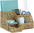 EasyPAG Desk Organizer and Pen Holder for Desk, Mesh Office Supplies Storage Caddy with Drawer for Small Space, Desktop Organizer for Home Office, Gold