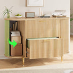 SEDETA 2 Drawer File Cabinet, 39.4" Filing Cabinet for Home Office, fit Legal/Letter/A4 Size, Modern Fluted Filing Cabinets with 2 Sliding Door Storage, Printer Stand, Natrual