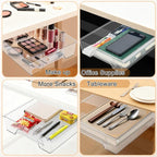 Upgraded Super Capacity 11.85 "x 8.9" Under Desk Drawer Hidden Strorage Drawer Self-Adhesive Slide Out with Smooth Gliding Motion - Attachable & Space-Saving Under Desk Organizer with Screw Kit, Clear