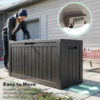 75 Gallon Outdoor Storage Box, Resin Deck Boxes Waterproof, Indoor Outdoor Bin for Package Delivery, Patio Cushions, Gardening Tools, Lockable, UV Resistant