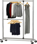 Simple Houseware Dual Bar Adjustable Garment Rack, Chrome, 72-inch Height