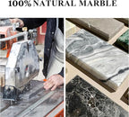 Real Natural Marble Tray for Bathroom, Genuine Marble Stone Vanity Tray, Luxury Storage Trays for Kitchen, Vanity, Home Decor, Dresser, Non-Resin/Non-Ceramic, 12"x 8"x 1.2", Dark Brown