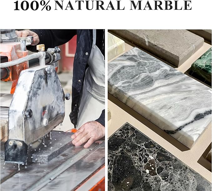 Natural Marble Tray for Bathroom, Genuine Ancient Wood Grain Marble Vanity Tray, Luxury Stone Trays for Dresser, Home Decor, Kitchen, Non-Resin/Non-Ceramic, 12"x 8", Ancient Wood Grain