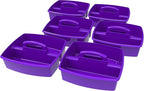 Storex 2-Compartment Large Caddy – Multipurpose Classroom Organizer with Handle, Purple, 6-Pack (00955U06C)