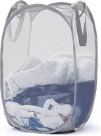 DecorRack 1 Pack Mesh Pop Up Laundry Hamper, Lightweight Foldable Clothes Basket with Easy Carry Handles, Durable Mesh Design for Air Circulation and Simple Storage, Gray (1 Pack)