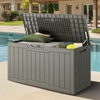 YITAHOME 80-Gallon Waterproof Resin Outdoor Storage Box, Lockable Storage Container for Outdoor Furniture, Cushion Storage, Pool Accessories, Garden Tools and Sporting Gear, Taupe