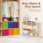 9 Cube Storage Organizer with Shelf Back to School Boxes 11 Inch Toy Storage Bins Closet Organizers Drawers Fabric Dresser for Playroom Books Bedroom Dorm Kitchen (Multicolor)