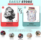 Watercolor Floral Laundry Basket Foldable With Handles Tote Bag Oxford Cloth Cute Flowers Laundry Hamper Clothes Storage Bucket Toy Organizer 18.9" x 16.5" For Bathroom/Laundry/Bedroom