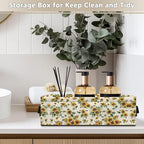 Multi-purpose Storage Basket Small Storage Bins Collapsible Rectangular Toilet Paper Basket Organizer for Bathroom Bedroom Kitchen Office Organization, Sunflower Bee
