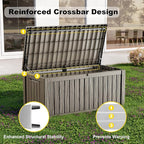 150 Gallon Deck Box Large Outdoor Storage Box Waterproof for Patio Furniture,Outdoor Cushions,Garden Tools and Pool Supplies,Weatherproof(Grey,150Gallon)
