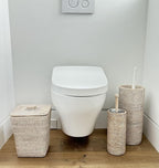 KOUBOO La Jolla Hand Woven Rattan Toilet Roll Stand, Holds 3 Toilet Rolls, Handwoven Rattan Toilet Roll Stand, 17.145 x 17.145 x 52.07 cm, White Wash