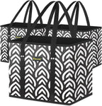 BALEINE 3Pk Reusable Grocery Bags, Foldable Shopping Bags for Groceries with Reinforced Bottom & Handles (Honeysuckle)