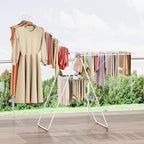 APEXCHASER Clothes Drying Rack, Foldable Oversized Drying Rack Clothing with U-Shaped Foot Cover, Height-Adjustable, Multi-Bar Laundry Rack, Indoor Outdoor Use, 20.47"D x 70"W x 42.52"H, Pearl White