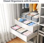 DIMJ Drawer Organizer Clothes - Underwear Organizer Small Sock Organizer Closet Organizers and Storage Box Dresser Drawer Dividers for Baby Clothes,Bra,Socks, Belt, Tie, Set of 12, Grey