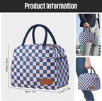 Lunch Bag Women/Men Lunch Box Women/Men (Blue+Beige Checkerboard)