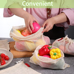 5 Pack Mesh Produce Bags, Reusable Produce Storage Bags Washable Eco Friendly Lightweight Storage Produces Bag Durable Double Stitched with Drawstring Reusable Food Storages Bag for Fruit Vegetable