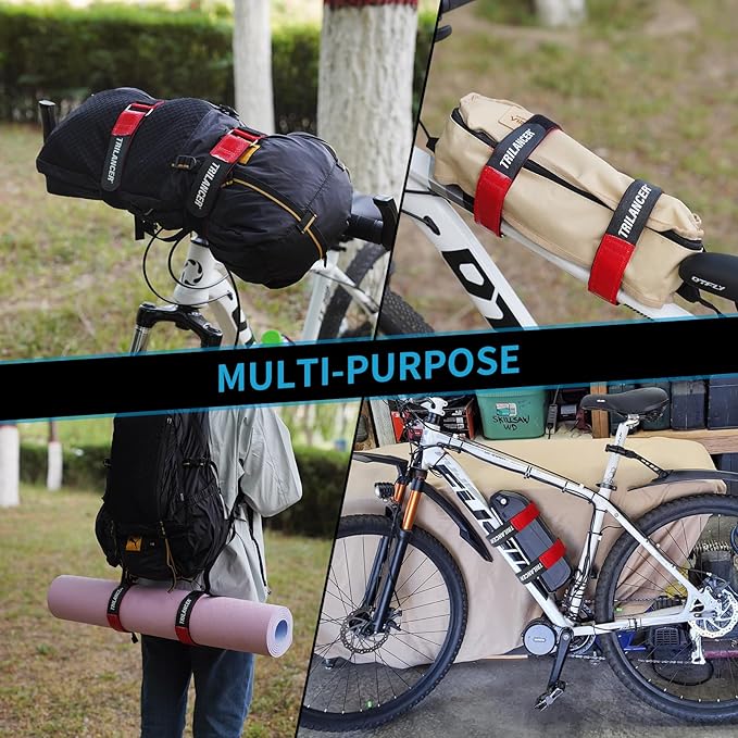 Bike Rack Straps with Extra-Wide Silicone Anti-Slip Coating, 2-Pack Trilancer Adjustable Bike Wheel Stabilizer Strap with Hook and Loop for Car and Wall Mount,Transportation and Storage (29.5''x1.5'')