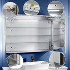 ExBrite LED Lighted Bathroom Medicine Cabinet with Mirror, 36 x 30 Inch,Recessed or Surface Mount,Anti-Fog, Stepless Dimming,Color Temperature Change,Built-in 6000K Sensor Light,Storage Shelves