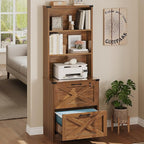 SEDETA 2 Drawer File Cabinet with Lock, Wood Filing Cabinet fits Letter, Legal, A4 Size, Hanging File Folders, Farmhouse File Cabinets for Home Office with Adjustable Storage Shelf (Brown)