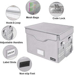 DocSafe Fireproof Document Box with Lock,File Storage Organizer with Pockets,Collapsible Portable File Box Home Office Safe Filing Cabinet with Handle for Hanging Letter/Legal Folders,Silver,2 Pack