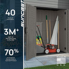 Suncast Outdoor Storage Cabinet Waterproof Resin Vertical Outdoor Storage Shed (54 cu. ft.) for Patio, Garden Tools, Cushions, & Equipment. Weatherproof Plastic Multi-Wall Design, Capacity Made in USA
