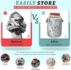 Black and White Marble Texture Laundry Basket Foldable With Handles Tote Bag Oxford Cloth Funny Laundry Hamper Clothes Storage Bucket Toy Organizer 18.9"x16.5"For Bathroom/Laundry/Bedroom