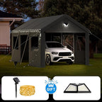 Carports Canopy Heavy Duty, Portable Garage with Sidewalls and Side Doors (10x16, Grey)