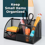 Greenco Black Mesh Desk Organizer, 6 Compartments, Office & Dorm Room Supplies Caddy, Steel Wire, 2 Count