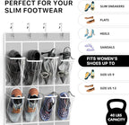 Simple Houseware 24 Pockets - Crystal Clear Over The Door Hanging Shoe Organizer, Gray (64'' x 19'')
