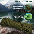 TECEUM Rope – 90 Feet x 3/8 Inch (10mm) – Army Green – Strong All-Purpose Utility Rope – Camping, Crafting, Flag Pole, Indoor & Outdoor – Polypropylene Nylon Poly Lightweight Diamond Braided Cord