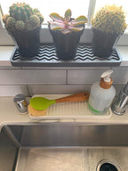 Happitasa Silicone Kitchen Sink Organizer Tray, Sponge Holder and Countertop Protector | Bathroom and Kitchen Soap Dish and Dispenser Tray (Pistachio, 12"x4", 9.2 Ounces)