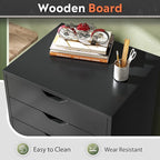 DEVAISE 7-Drawer Chest, Wood Drawer File Cabinet with Wheels, Black