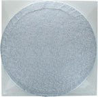 DecoPac 10" Round Silver Cake Drum Board & White Cake Box Combo, 10 Inch Square Bakery Box and Matching Cake Circle Set For Dessert, Pie, And Cookie Transport