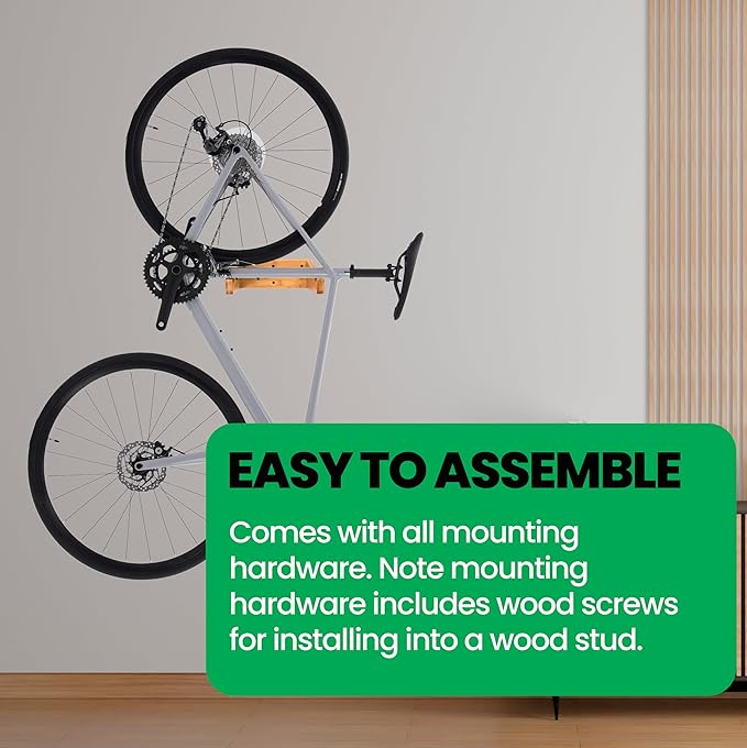 Bike Wall Mount - COR Indoor Bicycle Rack | Bamboo Bike Rack Storage with Removeable Shelf