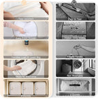 Comforter Storage Bag - Large Capacity Blanket Storage Bags Front-opening Ultra Space Saving Self Compression Organizer, Washable Compression Bags for Storage Comforter Blanket, 2 Pack, Beige