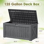 Devoko 125 Gallon Outdoor Storage Box, Waterproof Resin Deck Box for Patio Furniture, Lockable Container for Garden Cushions & Pool Supplies (Gray, 125 Gallon)
