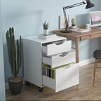 QDSSDECO 3 Drawer Mobile File Cabinet, Rolling Vertical Filing Cabinet fits A4, Legal Paper and Letter Paper for Home Office, White