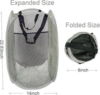 Larpur Pop Up Laundry Baskets, 2 Pack Mesh Laundry Hampers Collapsible Clothes Hampers for Home, Dorm, Travel (Black + Gray)