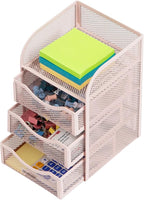 Mind Reader Desktop Accessory Storage, Paper Binder Clip Basket, Workspace, Office, Metal Mesh, 4.75"L x 5"W x 8"H, Pink
