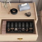 Bamboo Belt Storage Organizer Box - Belt Organizer for Closet | Wooden Belt Tie Hanger Racks for Men Women Drawer | Belt Display Holder Wall Mount with 2 Pcs Tie Clip (Black, 2 7GRIDS)