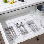 Maitys 12 Pcs Clear Drawer Organizer 9 x 6 x 2 Inches Plastic Rectangle Trays Makeup Vanity Storage Bins and Kitchen Drawers Dividers for Office Desk Silverware Kitchen Utensils
