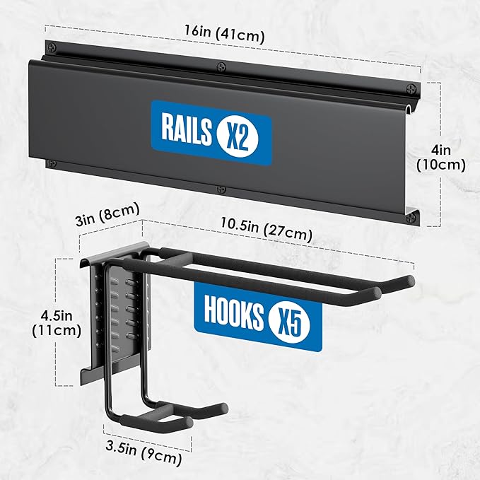 Houseables Ski Rack Wall Mount, Ski Holders For Wall, Rack For Garage, Snowboard Storage, Gear Hanger, Organizer, Grabber, Indoor, Store 5 Pairs, 270 lbs Capacity, 32 x 4 Inch, Steel