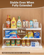 EVERIE Extendable 3-Tier Kitchen Cabinet & Pantry Organizer for Plastic Wrap, Foil & Storage Bags, Adjustable Heavy Duty Shelf Rack for Wrap Boxes, Jars & Snack Boxes (11–16.7 in Wide), Pack of 1