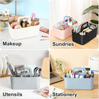 Multiuse Caddy Organizer with Handle - Stackable Plastic Tote Bin - Art Craft Supplies, Office, Desk, Stationery Pen Holder, Kitchen, Utensil, Makeup, Bathroom, Shower, Cleaning, Dorm Organizer -Black