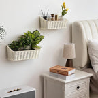 GRANNY SAYS Wicker Hanging Basket, 2 Pack Storage Baskets for Organizing, Adhesive Wall Mount Fruit Basket, Kitchen Organization Hanging Shelves, Storage Cabinet Door Organizer, Off White